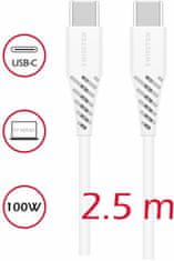 SWISSTEN datový kábel USB-C - USB-C, PD 100W (5A), 2.5m, biela