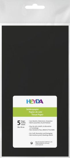 HEYDA Hodvábny papier 50 x 70 cm - čierny 5 ks