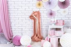 PartyDeco Fóliový balón Číslo 1 ružovo zlatý 86cm