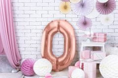 PartyDeco Fóliový balón Číslo 0 ružovo zlatý 86cm