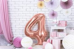 PartyDeco Fóliový balón Číslo 4 ružovo zlatý 86cm