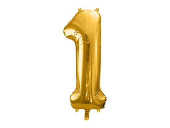 PartyDeco Fóliový balón Číslo 1 zlatý 86cm