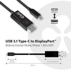 Club 3D Kábel USB Typ C na DisplayPort 1.4 8K 60Hz (M/M), 1,8m