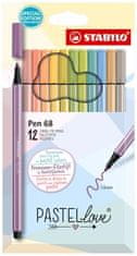 Stabilo Fixy "Pen 68 Pastellove", sada, 12 rôznych farieb, 1 mm, 6812-7-7