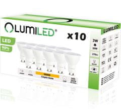 LUMILED 10x LED žiarovka GU10 3W = 30W 270lm 3000K Teplá biela 120°