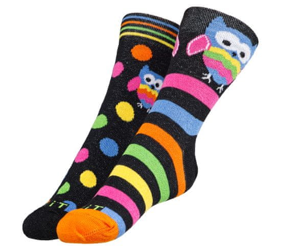 Ponožky detské Sova - 30-34 - čierna, ružová, modrá, zelená, žltá