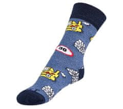Ponožky detské buldozér - 25-29 - modrá, žltá