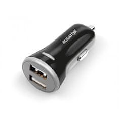 Aligator Adaptér do auta 2xUSB, smart IC, 3, 4A + USB-C kabel - černý