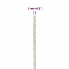 Vidaxl Pracovné lano biele 3 mm 250 m polypropylén