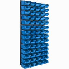 botle Nástenný panel na náradie 58 x 117 cm s 70 ks. Krabic zavesené Modré Boxy Skladovací systém