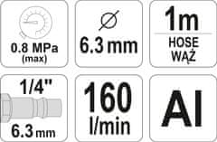 YATO Pieskovacia pištoľ s hadicou 1/4" priemer 6,3mm