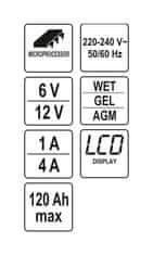 YATO Nabíjačka 4A 6/12V PB/GEL LCD display