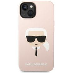 Karl Lagerfeld Kryt na mobil Liquid Silicone Karl Head na Apple iPhone 14 Plus - růžový