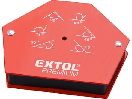 Extol Premium Uholník (8815194) magnetický na zváranie, 30°-45°-60°-75°-90°-135°., sila magnetu 23kg