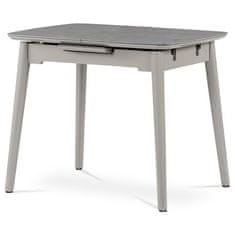 Autronic Moderný jedálenský stôl Jídelní stůl 90+25x70 cm, keramická deska šedý mramor, masiv, šedý vysoký lesk (HT-400M GREY)