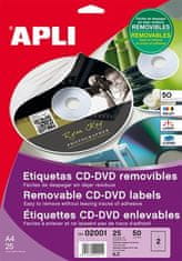 Apli Etikety na CD/DVD, matné, A4, snímateľné, 02001