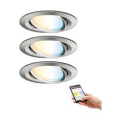 Paulmann Paulmann SmartHome Zigbee vstavané svietidlá sada LED Coin Nova Plus 3x6,5W meniteľná biela kruhové kov kartáčovaný 929.62 P 92962 92962