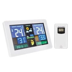 Solight Solight meteostanice, extra veľký farebný LCD, teplota, vlhkosť, tlak, RCC, USB nabíjanie, biela TE81W