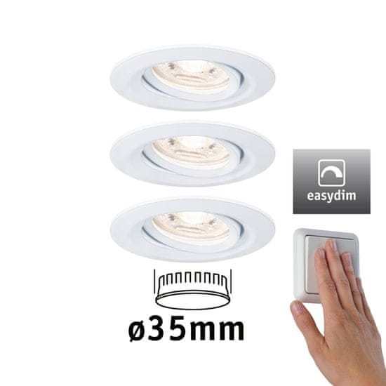 Paulmann Paulmann LED vstavané svietidlo Nova mini Plus EasyDim výklopné 3x4,2W 2700K biela mat 230V 929.71 92971