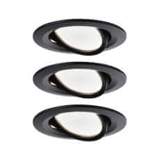 Paulmann Paulmann LED vstavané svietidlo Nova kruhové 3x6,5W teplá biela čierna / mat výklopné 3ks sada 944.71 94471