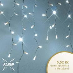 DecoLED LED svetelné kvaple, FLASH, 3x1m, ľadovo biela, 174 diód, IP67