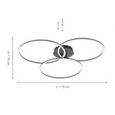 PAUL NEUHAUS LEUCHTEN DIREKT aj s JUST LIGHT LED stropné svietidlo v čiernej farbe v modernom dizajne s tromi kruhmi a funkciou stmievania SimplyDim 2700K