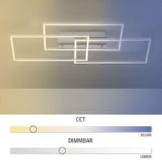 PAUL NEUHAUS LEUCHTEN DIREKT aj s JUST LIGHT LED stropné svietidlo vo farbe ocele v modernom dizajne a nastaviteľnou farbou svetla 2700-5000K