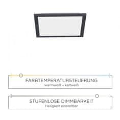 PAUL NEUHAUS LEUCHTEN DIREKT aj s JUST LIGHT LED stropné svietidlo hranaté v čiernej s nastaviteľnou farbou svetla a funkciou stmievania 2700-5000K