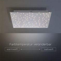 PAUL NEUHAUS LEUCHTEN DIREKT aj s JUST LIGHT LED stropné svietidlo hranaté vo farbe ocele s hviezdnym nebom a nastaviteľnou farbou svetla 2700-5000K