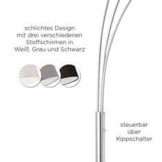 PAUL NEUHAUS LEUCHTEN DIREKT aj s JUST LIGHT Stojacie svietidlo vo farbe ocele s trojfarebným látkovým tienidlom v modernom dizajne