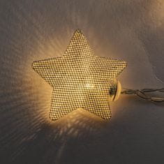 DecoLED LED svetelná reťaz na batérie, 10 teple bielych diód, 1,8 m, kovové hviezdičky