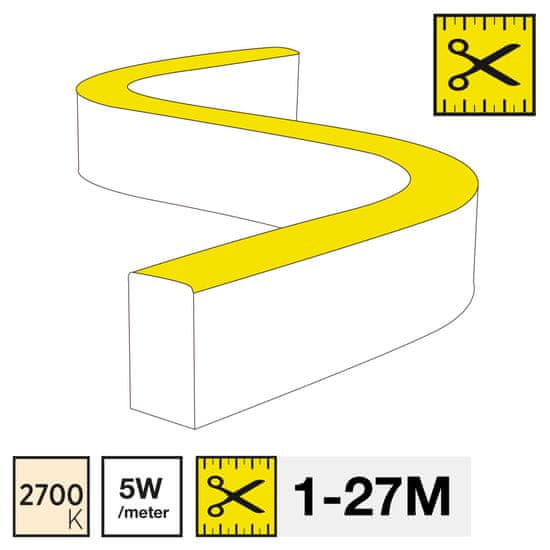 SLC LED pásik SLC NEON FLEX SIDE 2700K 5W 198LM 1-27M IP67