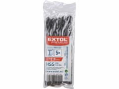 Extol Premium Vrták do kovu 5ks, HSS, DIN338, Ø12,0mm, EXTOL PREMIUM