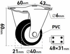 Extol Premium Kolieska pevné 2ks, Ø40mm, max. 30kg/1ks, EXTOL PREMIUM