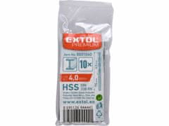 Extol Premium Vrták do kovu 10ks, HSS, DIN338, Ø4,0mm, EXTOL PREMIUM