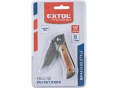 Extol Premium Nož zatvárací s poistkou 160mm, vzor damašková oceľ, klip na opasok, EXTOL PREMIUM