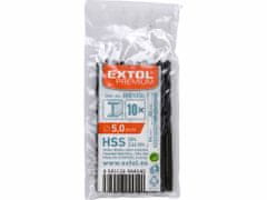 Extol Premium Vrták do kovu 10ks, HSS, DIN338, Ø5,0mm, EXTOL PREMIUM