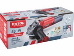 Extol Premium Brúska uhlová 125mm, 850W, regulácia otáčok 2850-11000/min, bezpečnostný spínač