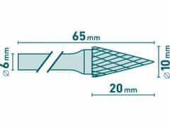 Extol Industrial Fréza karbidová kónická špicatá, Ø10mm, EXTOL INDUSTRIAL