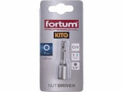 Fortum Hlavica nástrčná magnetická so 6-hrannou stopkou 1/4’’, 7x48mm, CrV, FORTUM