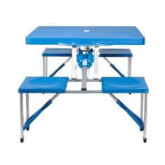 Northix Skladací kempingový stôl so 4 stoličkami - modrý 