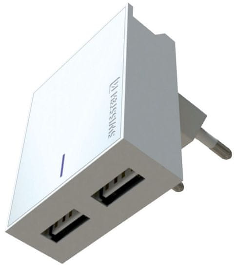 SWISSTEN Sieťový Adaptér Smart Ic 2X Usb 3A Power + Dátový Kábel Usb / Lightning Mfi 1,2 M Biely