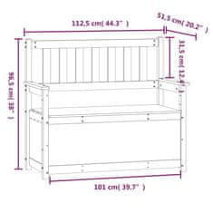 Vidaxl Lavička biela 112,5x51,5x96,5 cm masívne mangovníkové drevo