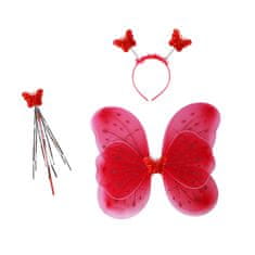 Rappa Motýlie krídla červené s čelenkou a prútikom