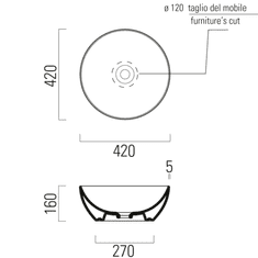 Gsi , PURA keramické umývadlo na dosku, priemer 42 cm, biela matná, 885109