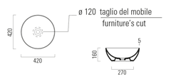 Gsi , PURA keramické umývadlo na dosku, priemer 42 cm, biela lesk ExtraGlaze, 885111