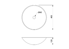 SAPHO Sapho, BLOK 1 kamenné umývadlo priemer 40cm, matný tmavý kameň, 2401-02