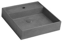 SAPHO , QUADRADO betónové umývadlo vrátane výpusti, 46x46 cm, čierny granit, AR468