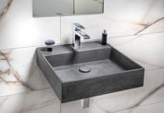 SAPHO , QUADRADO betónové umývadlo vrátane výpusti, 46x46 cm, čierny granit, AR468