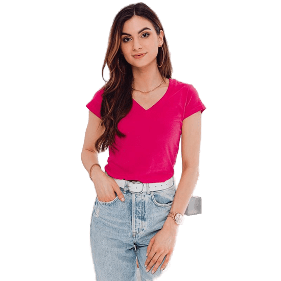 Edoti Dámske jednofarebné tričko KATY ružové MDN17365 3XL